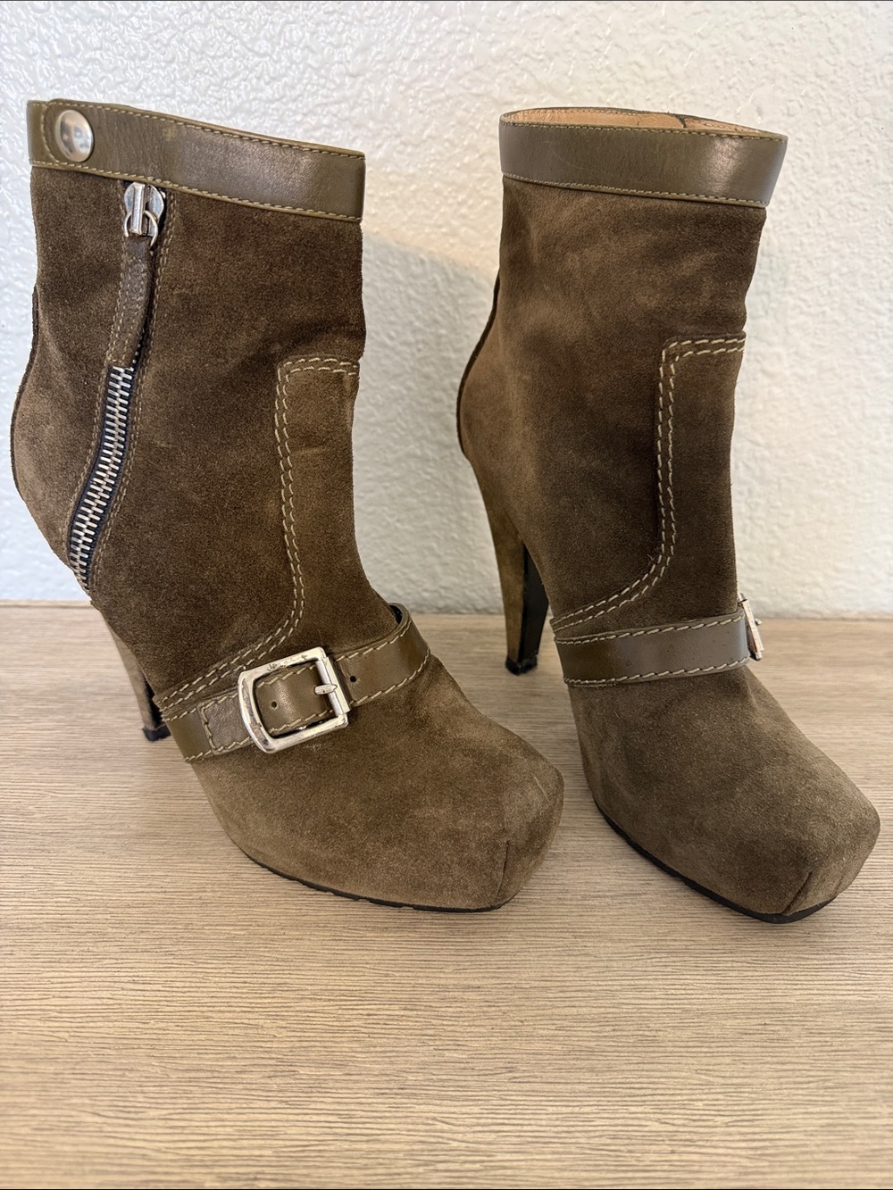 Proenza Schouler velour peat suede booties vintage 2010